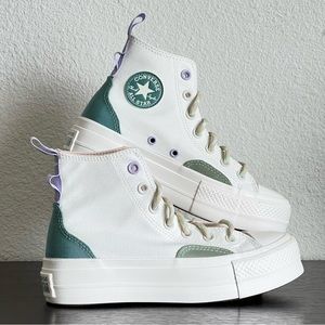 Converse Lift Platform Green Colorblock Overlay Sneakers 'Oat Milk'